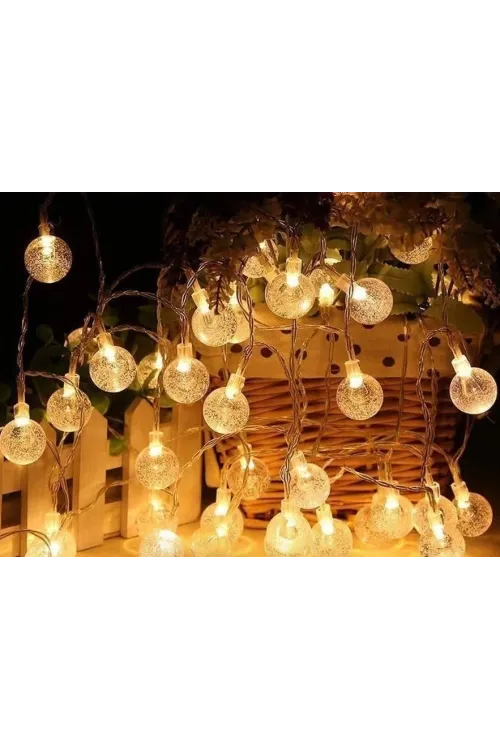 5m 28 Led Kristal Top Gün Işığı Şeffaf Kablo Fişli Eklemeli Mz-18-14
