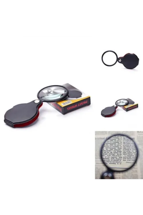 5X 60Mm Cam Optik Lens Katlabilir Deri Kaplamalı Cep Büyüteç Xx1051