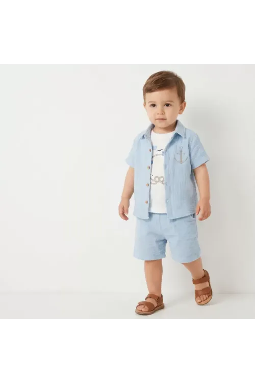 6/24 Ay Atletli Müslin Kumaş 3 Parça Bebek Takımı