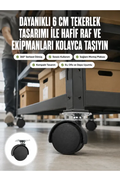 6 Cm Döner Kilitsiz Ayak Tek Parça