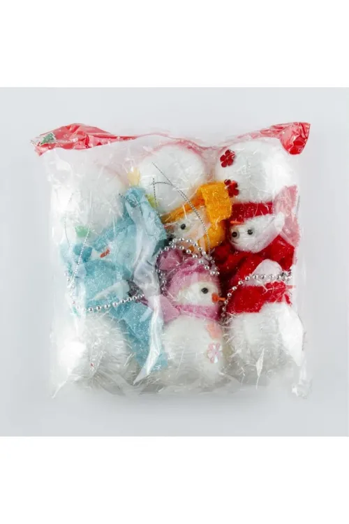 6lı Kardan Adam Yılbaşı Ağaç Süsü 12 cm