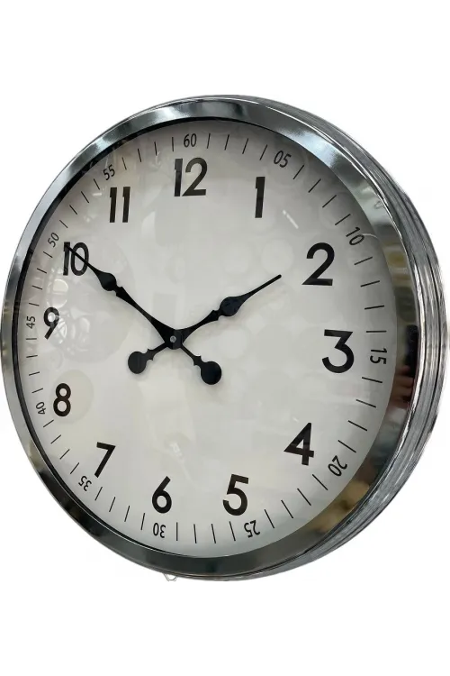 60 cm Krom Metal Dekoratif Duvar Saati