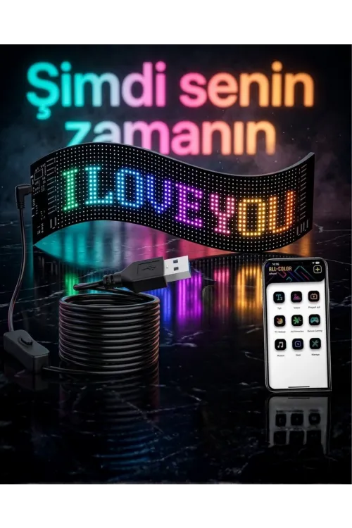 60 Cm Led Matrix Panel 16x96 Piksel Bluetooth Kontrollü Rgb Kayan Yazı Ekranı