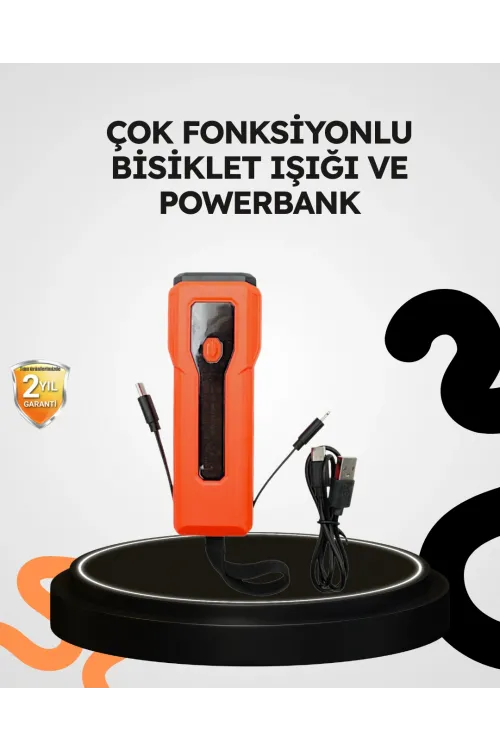 600 Lümen Bisiklet Ön Işık Powerbankli Çakar Cob Led