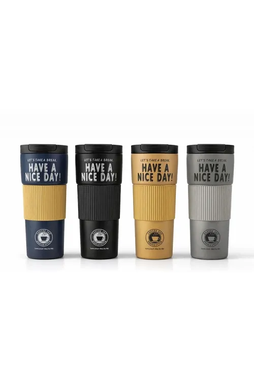 600 Ml Have A Nice Day 600 Ml Çift Katmanlı Paslanmaz Çelik Termos Mug IEG4624