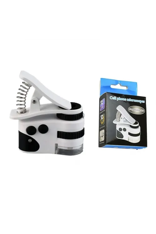 Nikula 60X Mini Cep Telefonu Için Mandallı Mikroskop Uv Ledli Büyüteç Model AL2431