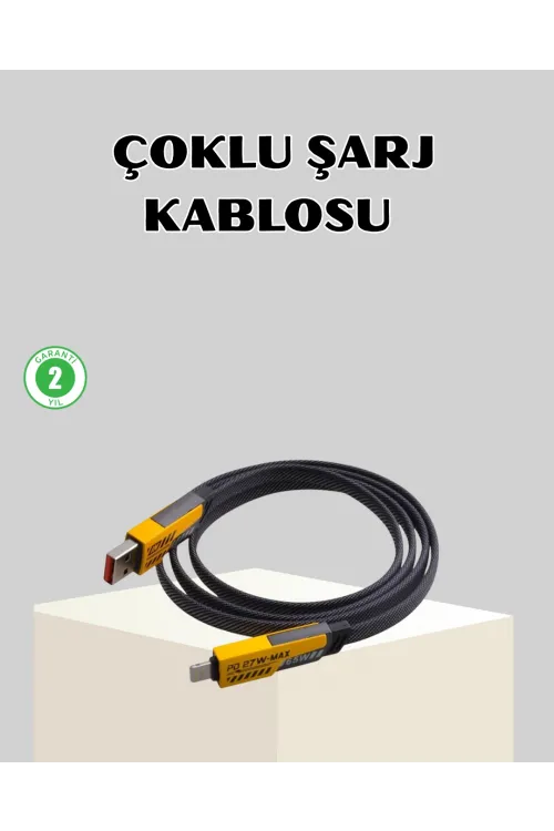 65w Çoklu Şarj Kablosu 4’ü 1 Arada Örgülü Hızlı Veri Aktarım Usb-c Usb-a