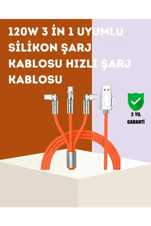 120 w Hızlı Çözüm Sunan 3ü 1 Usb Şarj Kablosu– Sağlam Gövde