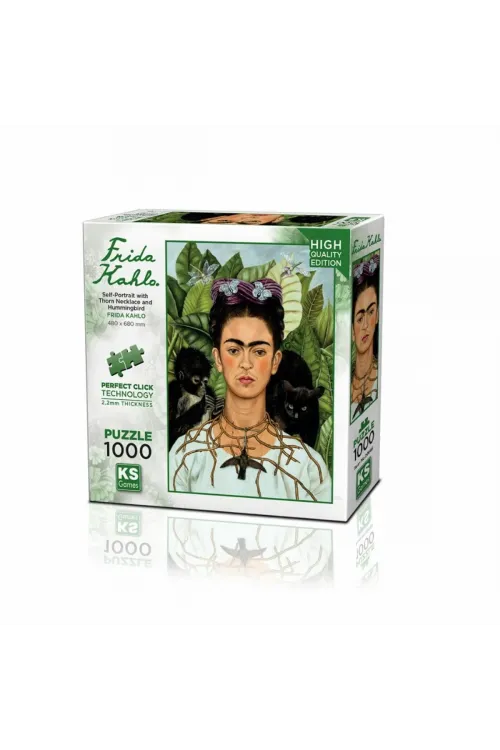 20665 Diken Kolye ve Sinek Kuşlu Kendi Portresi Frida Kahlo 1000 Parça Puzzle