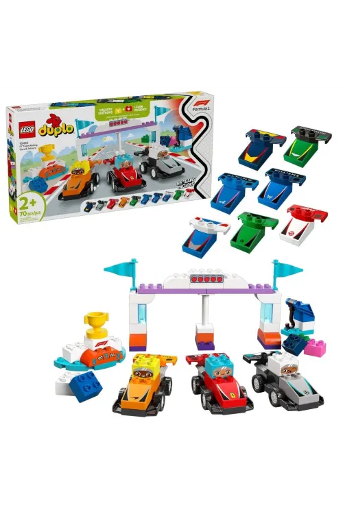 10445 Lego Duplo F1 Takımı Yarış Arabaları ve Sürücüleri 70  parça +2aş