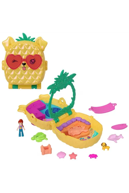 JFV00 Polly Pocket Ananas Köpekçik Plajı Mini Oyun Seti