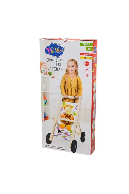 ONY-386 Ahşap Oyuncak Bebek Arabası -Onyıl