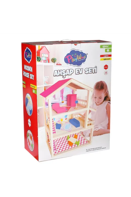 ONY-398 Büyük Ahşap Ev Seti -Onyıl Oyuncak