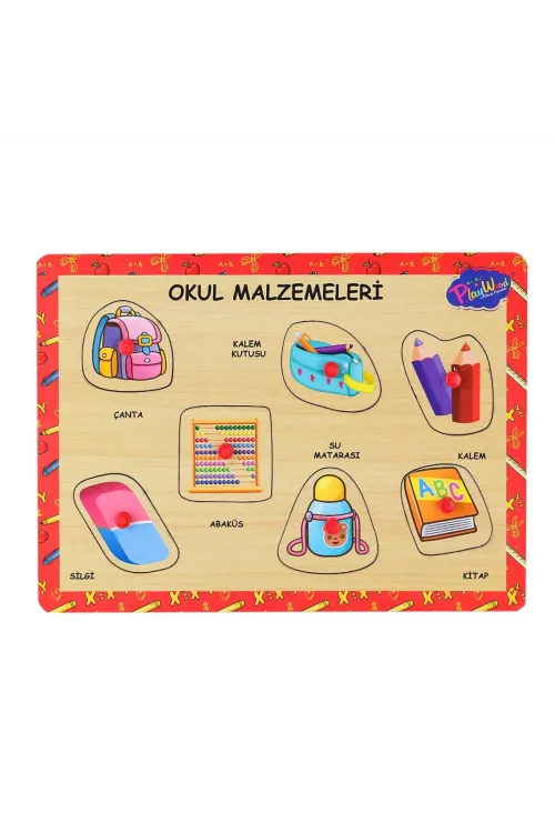 ONY-196-197 Ahşap Tutmalı Okul Malzemeleri -Onyıl Oyuncak