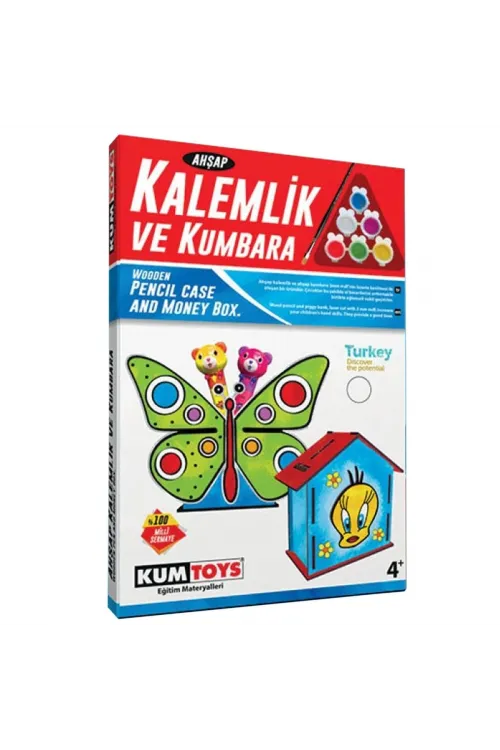 5304 Ahşap Kalemlik ve Kumbara Seti
