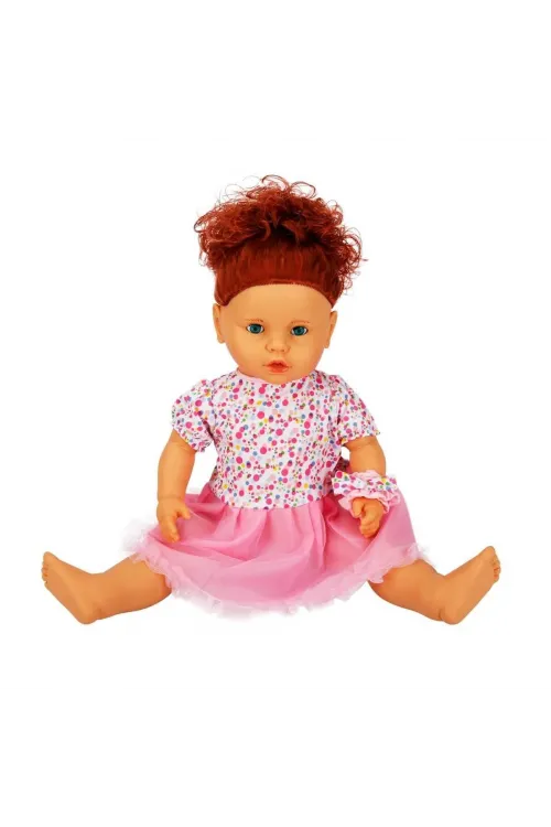 1060011 Lila Sesli Saçlı Et Bebek 60 cm