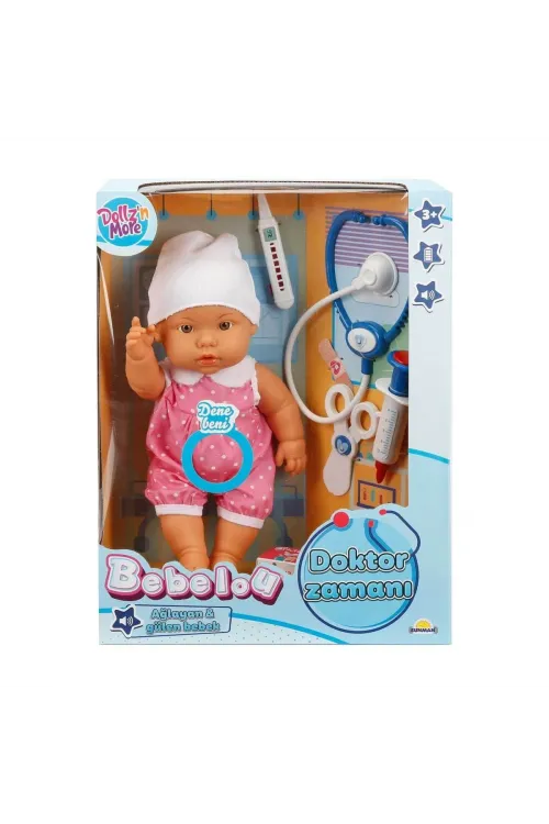 30111 Bebelou Doktor Zamanı Sesli Bebek Seti 35 cm -Sunman(Ürün oyuncaktır)