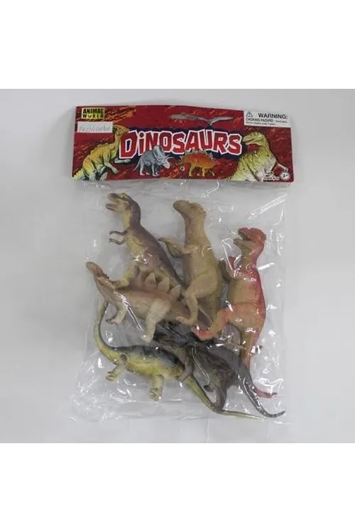 SH-9001-Vardem Poşetli 6Pcs 8 İnch  Çiftlik Hayvan ve Dinozor Set