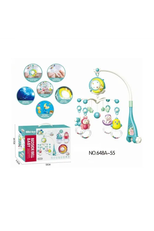 BIB-648A-55 -Vardem Işıklı Müzikli Kumandalı Mavi Bebek Dönencesi