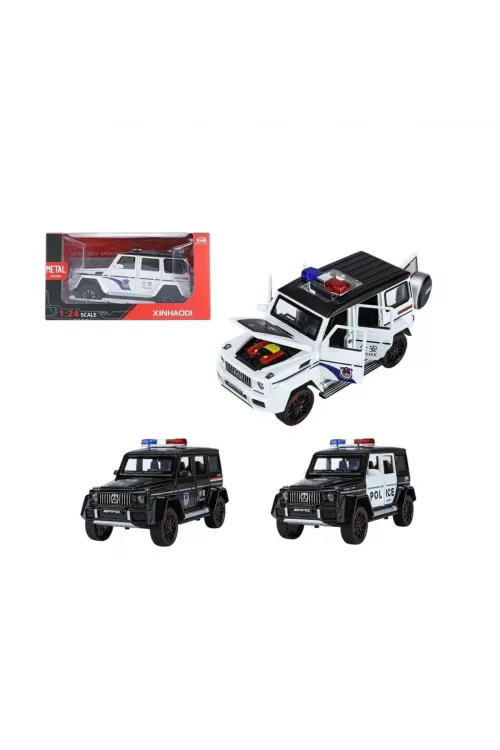 XHD-C2433 KUT 1:24 IŞIKLI SESLİ MODEL METAL POLİS JEEP(Belirtilen fiyat, tekli satış için adet fiyatıdır.)