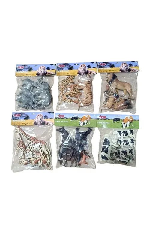 SH-P9904-07AL 6 AST 7PCS ASLAN-KAPLAN-ZÜRAFA-İNEK-FİL(Belirtilen fiyat, tekli satış için adet fiyatıdır.)