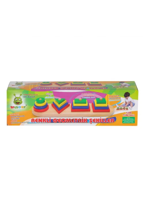 KR006 Woodoy Renkli Geometrik Şekiller -Karsan  Oyuncak