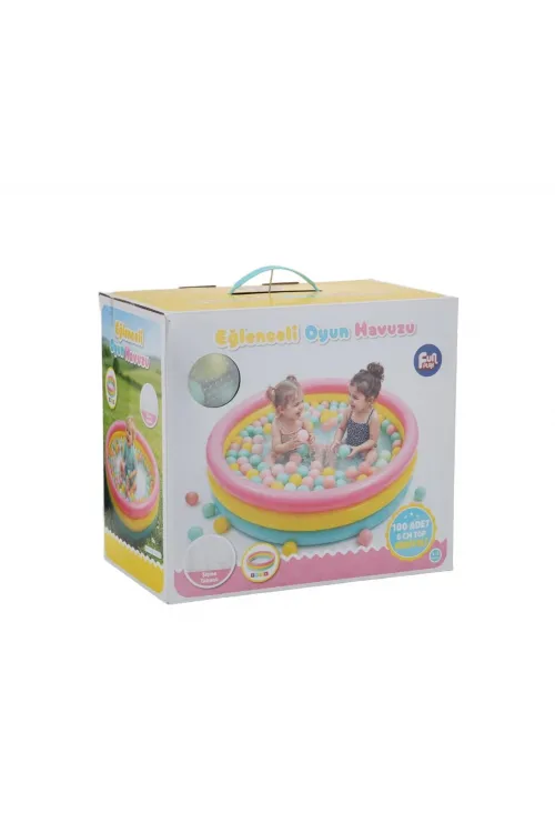 ER-520 FUN PLAY 85CM HAVUZ ÜÇ RENKLİ İÇİNDE 100 ADET 6CM TOPLU