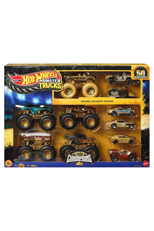 JDW07 Hot Wheels Monster Trucks Bigfoot Trophy Şampiyonları Araba ve Kamyon Çokl
