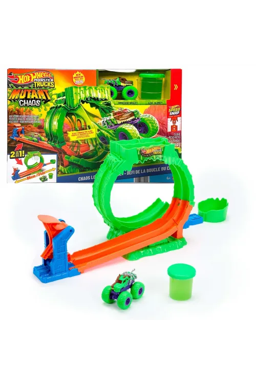 JMK91 Hot Wheels Monster Trucks Mutant Kaosu Çemberde Yarış Oyun Seti