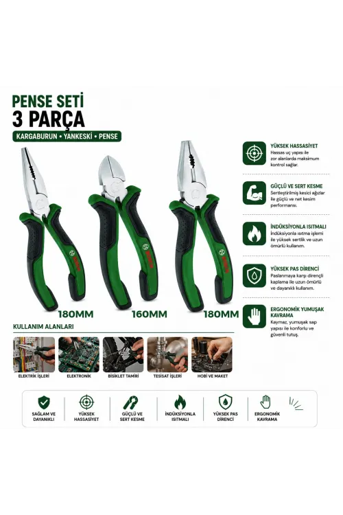 600 A02 C0s 531 3 Pcs Pense Seti 7 Pense - 6 Yan Keski - 7 Kargaburnu 60 ± Kesme Sertlik IEG1WDH