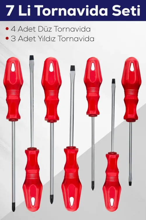 7li Tornavida Seti (4  Düz Tornavida 3  Yıldız Tornavida)