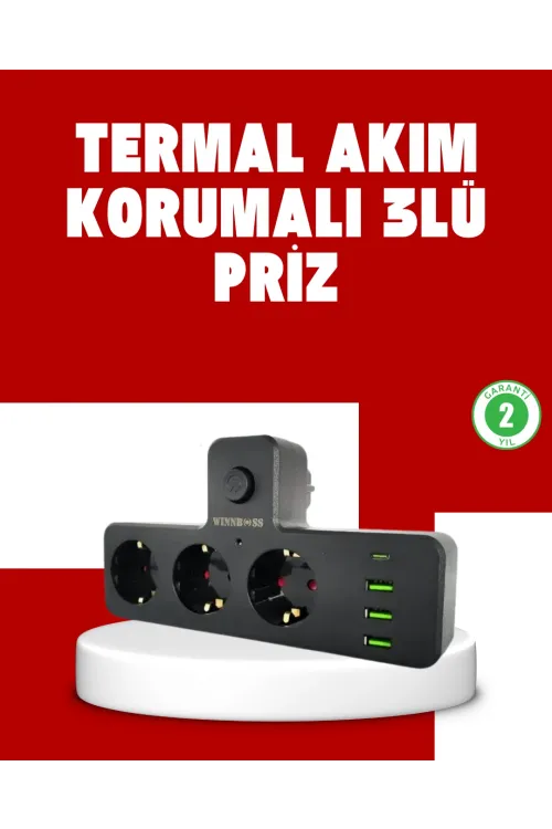 7 Portlu Çoklu Priz Usb Ve Type-c Girişli Akıllı Güç Ünitesi