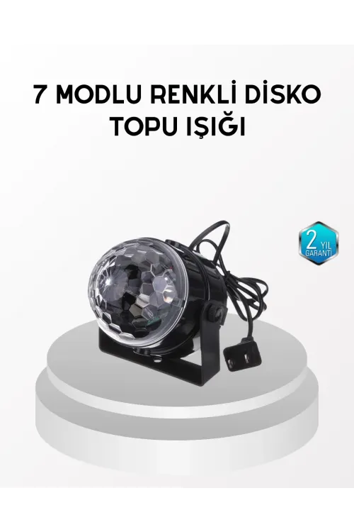 7 Renk Modlu Müzik Sensörlü Disko Topu – Led Işıklı Parti Aydınlatması