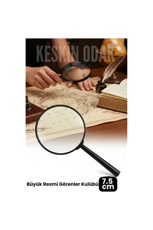 7.5 cm Optik Lensli El Tipi Büyüteç | Profesyonel Okuma, Hobi, Koleksiyon Merceği