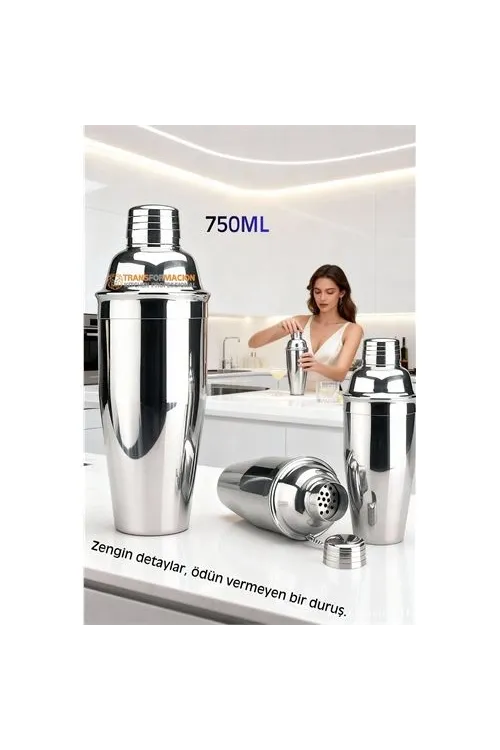 750 ml Inox Shaker - Kokteyl Karıştırma Kabı  Süzgeçli Bar Shaker Paslanmaz Çelik