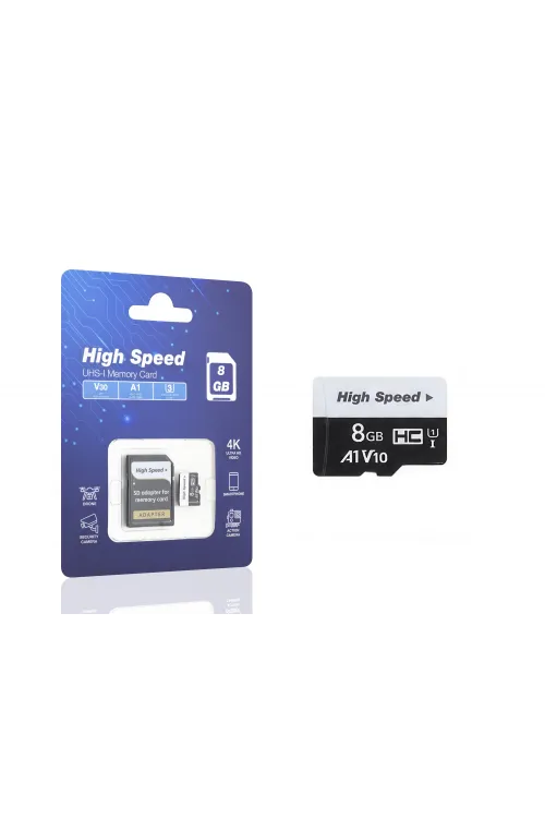 8 Gb Microsdhc Hafıza Kartı U1 V10 A1 Class 10 Adaptörlü HS8GB