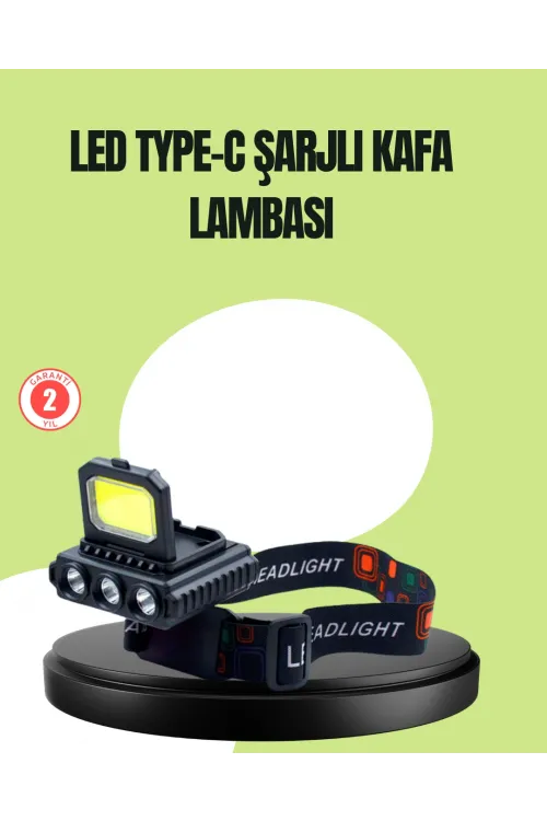 800 Lumen Çok Fonksiyonlu Led Kafa Lambası Type C Şarjlı