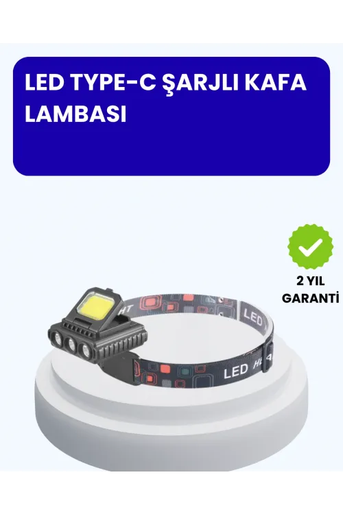 800 Lumen Led Kafa Lambası Cob Ve Xpe Led Type C Şarjlı Ayarlanabilir