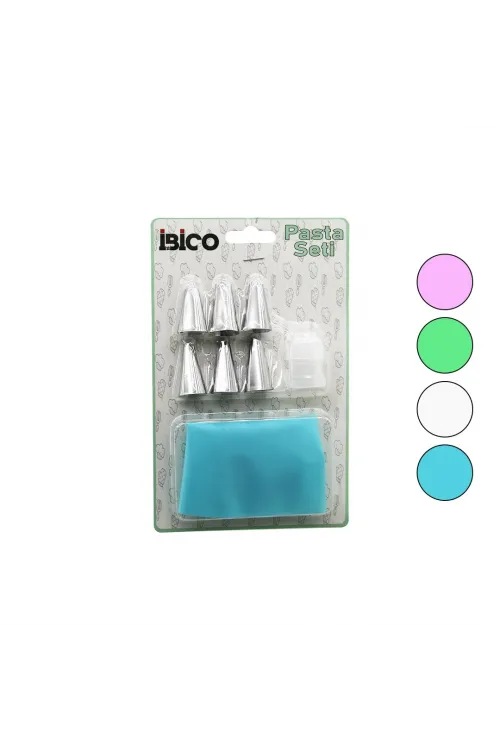 8pcs  Pasta Süsleme Seti  1ad-krema Torbası - 6ad-metal + 1ad-plastik Uç