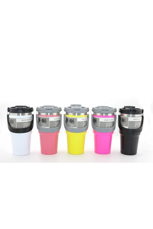 900 Ml Taşıma Kulplu Paslanmaz Çelik Termos Mug - Vakumlu Isı Yalıtımlı Bardak Alk3137