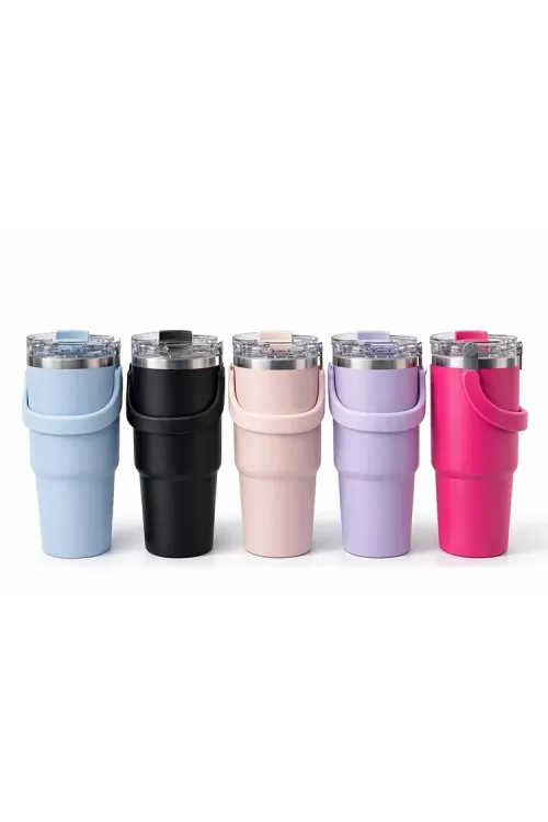 900 Ml Taşıma Kulplu Paslanmaz Çelik Termos Mug - Vakumlu Isı Yalıtımlı Bardak Alk4631