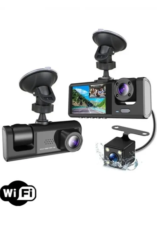 A98 Tipi Wifi Full Hd 3 Kameralı Araç İçi Güvenlik Kamerası Gece Görüşlü G Sensörlü