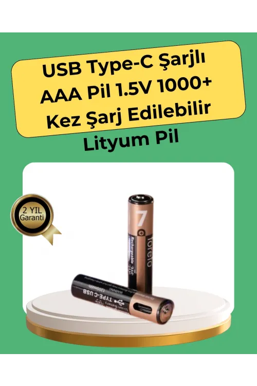 Aaa Boyutunda Usb Şarjlı Pil – Kompakt Tasarım, Geniş Uyumluluk