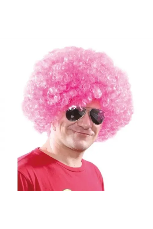 Açık Pembe Renk Kıvırcık Afro Bonus Peruk