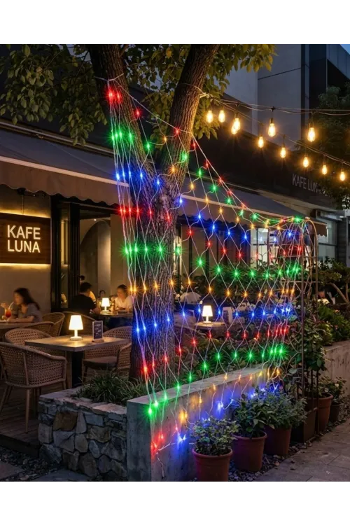 Ağ Şeklinde Led File Işık Dekoratif Ortam Aydınlatma Bahçe Balkon Süsü