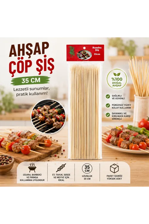 Ahşap Çöp Şiş 35cm 46pcs