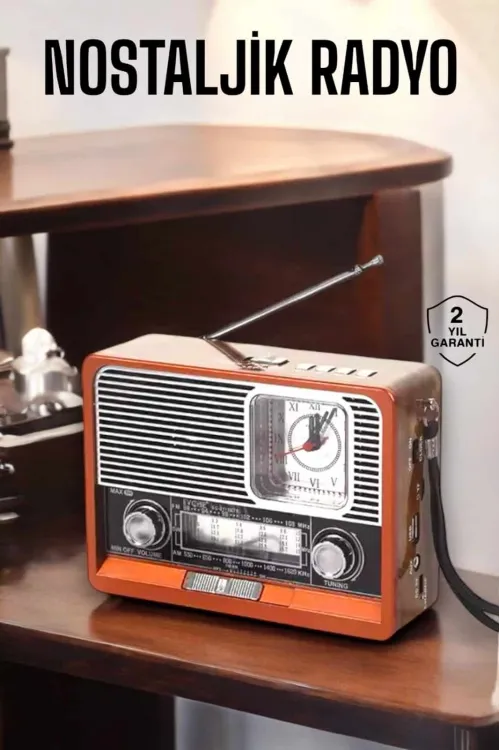 Ahşap Görünümlü Retro Bluetooth Radyo Usb,aux Ve Sd Kart Girişli