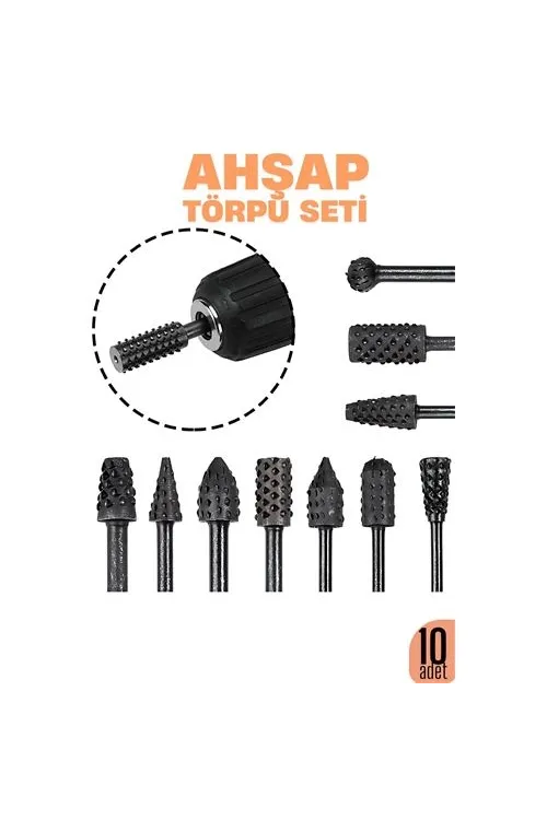 Ahşap Oyma Törpü Seti – 10lu Matkap Ucuna Şekillendirme Takımı 722469