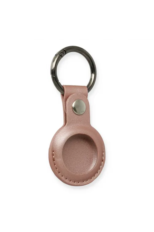 Airtag Anahtarlık Deri Kılıf - Rose Gold