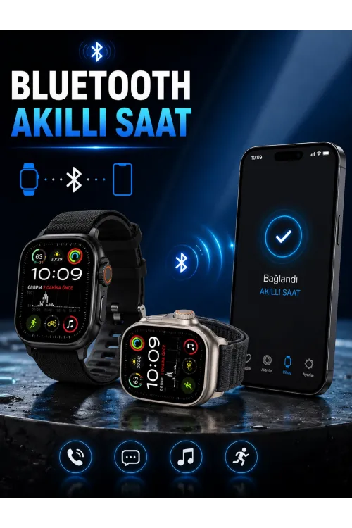Akıllı Saat Bluetooth Bağlantılı Adımsayar Alarm Ve Hatırlatıcı Çağrı Cevaplama